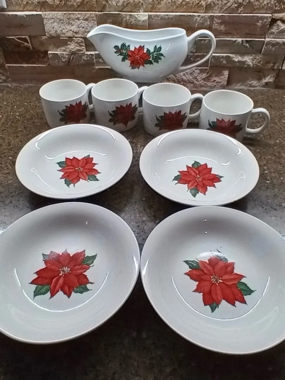 Holiday Poinsettia White set